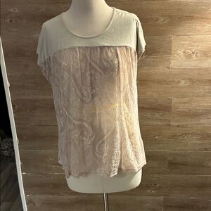 Cato Cream and Pink Lace Blouse